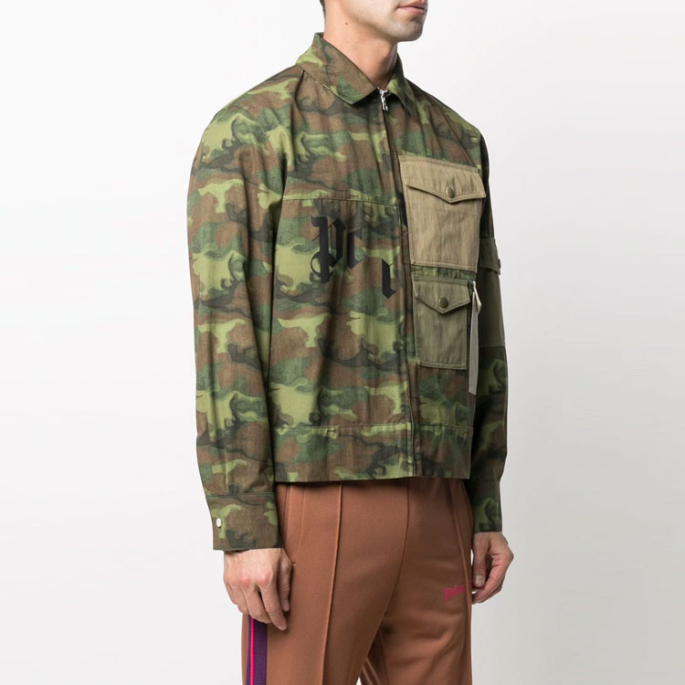 Purchase PALM ANGELS SS21 Green Camo Pocket Shirt Jacket Outerwear. PMEA150R21FAB0018556