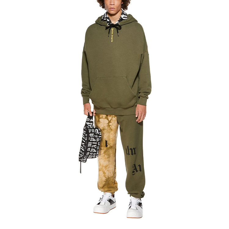 Shop 棕榈天使 SS21 绿色军旅风格Logo印花连帽卫衣 男款 PMBB036R21FLE0035618