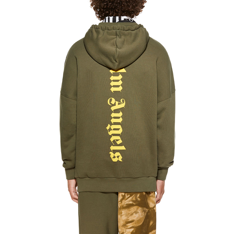 Details for 棕榈天使 SS21 绿色军旅风格Logo印花连帽卫衣 男款 PMBB036R21FLE0035618