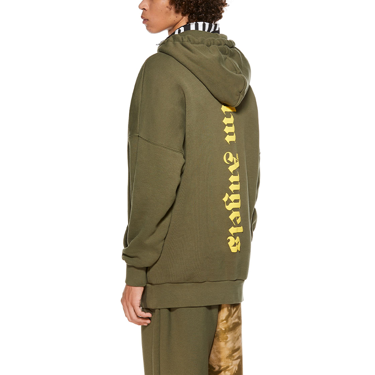 Sizing 棕榈天使 SS21 绿色军旅风格Logo印花连帽卫衣 男款 PMBB036R21FLE0035618