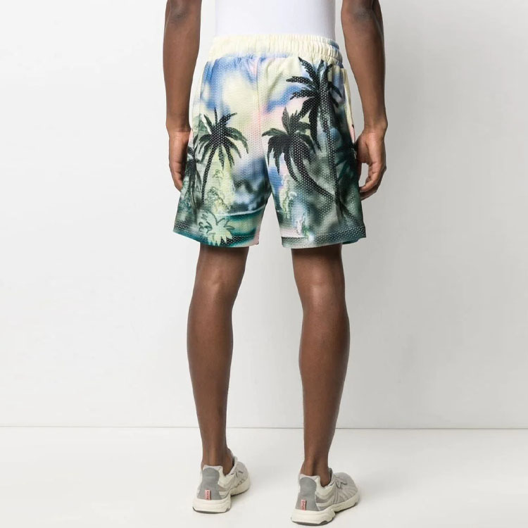Purchase Palm Angels 男士SS21绿色棕榈树网眼抽绳短裤 PMCB023S21FAB0028484