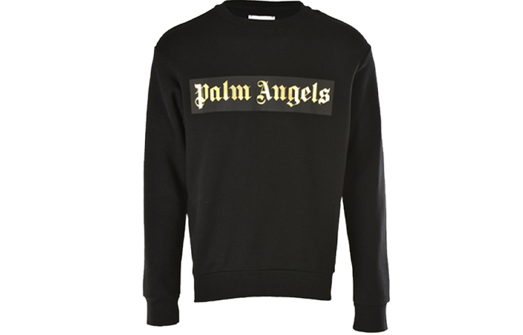 Palm Angels SS21 Logo Crewneck Long Sleeve Sweatshirt Men Black PMBA00180031088