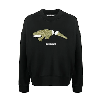 Palm Angels SS21 Logo Crocodile Embroidered Sweatshirt Black PMBA026R21FLE0021055