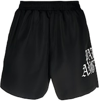 PALM ANGELS SS21 Logo Elastic Print Shorts Black PMCB005R21FAB0021001 PALM ANGELS SS21 Logo Elastic Print Shorts Black PMCB005R21FAB0021001