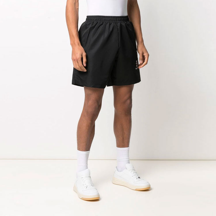 Purchase PALM ANGELS SS21 标志松紧印花短裤 黑色 PMCB005R21FAB0021001