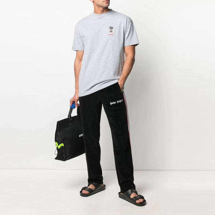 Lookbook PALM ANGELS SS21 男士灰色刺绣短袖T恤. PMAA001S21JER0220901