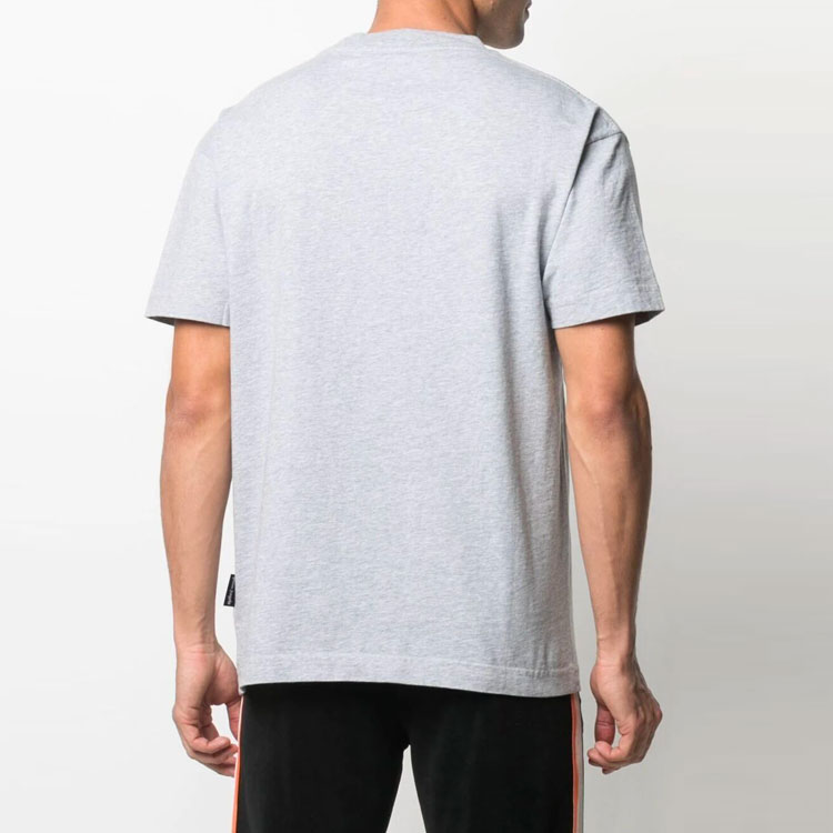 Shop PALM ANGELS SS21 男士灰色刺绣短袖T恤. PMAA001S21JER0220901