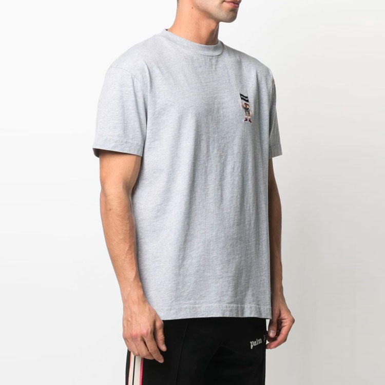 Purchase PALM ANGELS SS21 男士灰色刺绣短袖T恤. PMAA001S21JER0220901