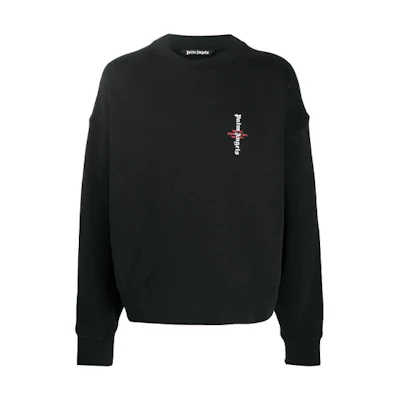 Palm Angels SS21 Logo Oversized Crewneck Sweatshirt Black PMBA026R21FLE0031001