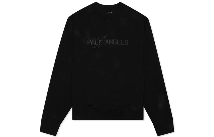 Palm Angels SS21 Logo Print Crewneck Sweatshirt Unisex Black PMBA026S21FLE0031010