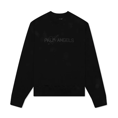 Palm Angels SS21 Logo Print Crewneck Sweatshirt Unisex Black PMBA026S21FLE0031010