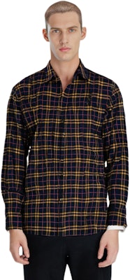 PALM ANGELS SS21 ロゴプリント チェックシャツ メンズ ディープブルー PMGA079F20FAB0014601 Details for PALM ANGELS SS21 ロゴプリント チェックシャツ メンズ ディープブルー PMGA079F20FAB0014601