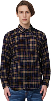 PALM ANGELS SS21 ロゴプリント チェックシャツ メンズ ディープブルー PMGA079F20FAB0014601 Sizing PALM ANGELS SS21 ロゴプリント チェックシャツ メンズ ディープブルー PMGA079F20FAB0014601