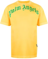 PALM ANGELS SS21 Logo Print Washed Effect Yellow Short Sleeve T-Shirt Men’s PMAA001R21JER0081855 PALM ANGELS SS21 Logo Print Washed Effect Yellow Short Sleeve T-Shirt Men’s PMAA001R21JER0081855