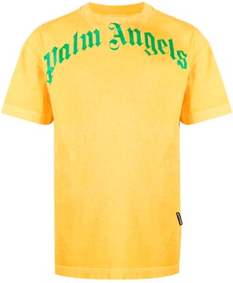 PALM ANGELS SS21 ロゴプリント ヴィンテージ風 イエロー 半袖Tシャツ メンズ PMAA001R21JER0081855 Order PALM ANGELS SS21 ロゴプリント ヴィンテージ風 イエロー 半袖Tシャツ メンズ PMAA001R21JER0081855