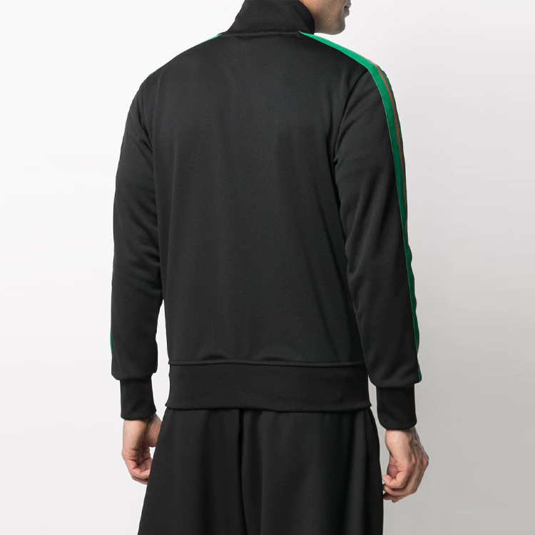Shop 棕榈天使SS21黑色Logo拉链运动夹克带条纹袖子 PMBD001R21FAB0031001