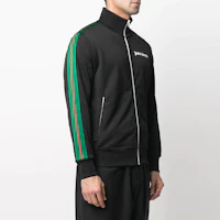 Purchase PALM ANGELS SS21 黑色條紋袖Logo拉鏈運動外套 PMBD001R21FAB0031001