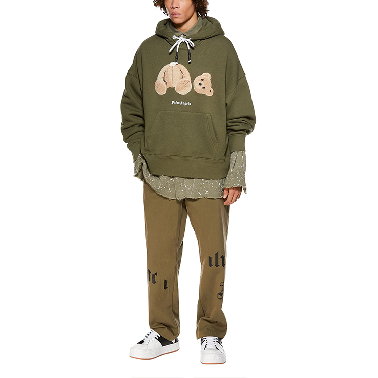 PALM ANGELS SS21 Olive Green Decapitated Bear Hoodie Sweatshirt PMBB058R21FLE0015660 圖 4