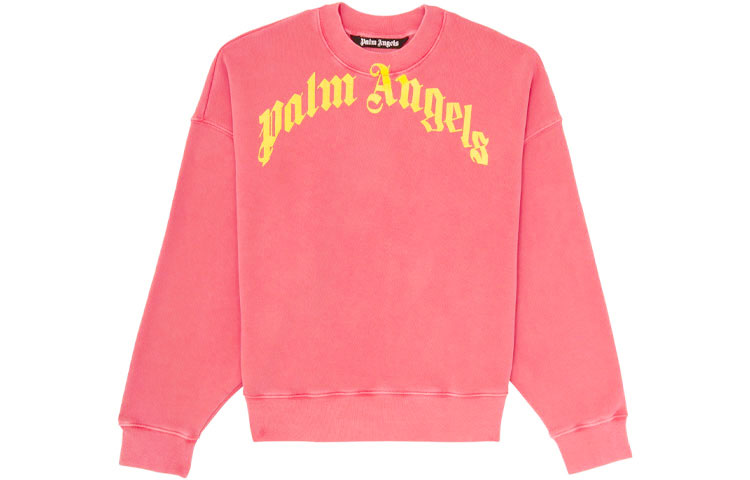 Palm Angels SS21 Pink Letter Logo Print Crewneck Sweatshirt Men PMBA026R21FLE0062518