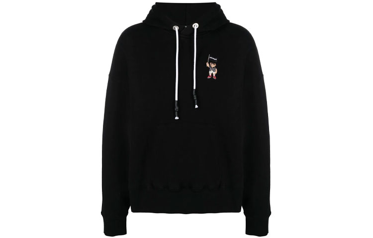 Palm Angels SS21 Pirate Bear Logo Hoodie Unisex Black. PMBB058S21FLE0081001