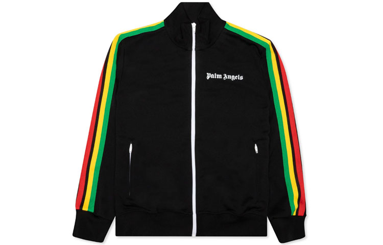 Palm Angels SS21 Rainbow Striped Logo Track Jacket Black Classic Style PMBD001S21FAB0061001