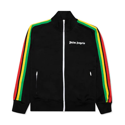 Palm Angels SS21 Rainbow Striped Logo Track Jacket Black Classic Style PMBD001S21FAB0061001