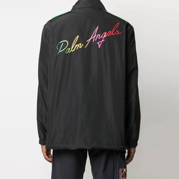 Shop Palm Angels SS21 Side Stripe Logo Jacket Men’s Black PMEA076S21FAB0021084