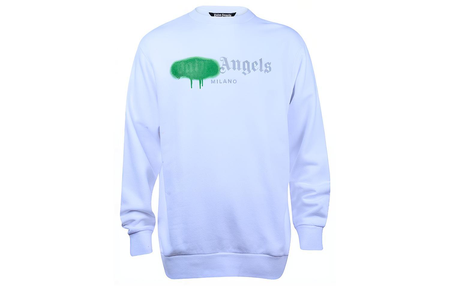 Palm Angels SS21 Spray Effect Logo Print Crewneck Sweatshirt White Men’s PMBA001F20FLE0020155