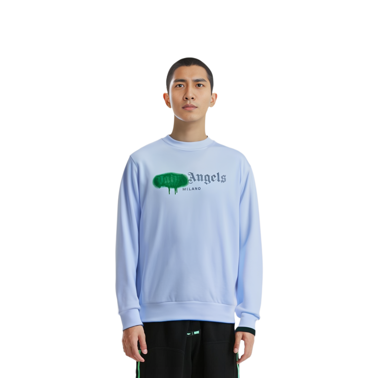 Cheap パームエンジェルス SS21 スプレーエフェクトロゴ クルーネックスウェット 白 メンズ PMBA001F20FLE0020155