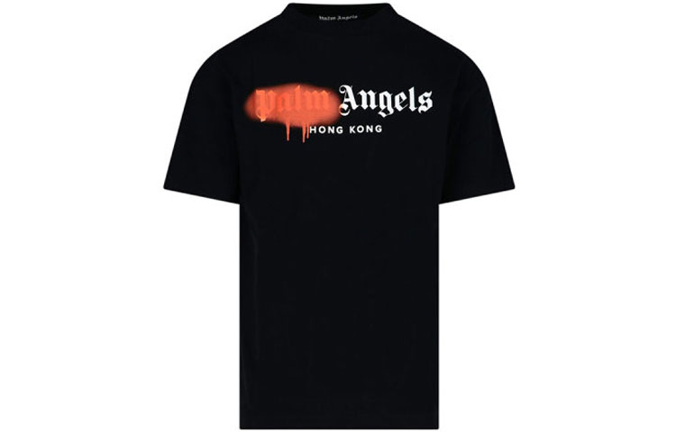 PALM ANGELS SS21 Spray Logo T-Shirt Black Short Sleeve Tee PMAA001S21JER0411020