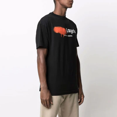 PALM ANGELS SS21 Spray Logo T-Shirt Black Short Sleeve Tee PMAA001S21JER0411020 Details for PALM ANGELS SS21 Spray Logo T-Shirt Black Short Sleeve Tee PMAA001S21JER0411020