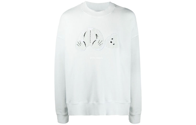 Palm Angels SS21 Teddy Bear Appliqué Pullover Sweatshirt White PMBA026S21FLE0024444