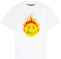 Palm Angels SS21 White Crewneck Flame Print T-Shirt PMAA001R21JER0040118 Palm Angels SS21 White Crewneck Flame Print T-Shirt PMAA001R21JER0040118
