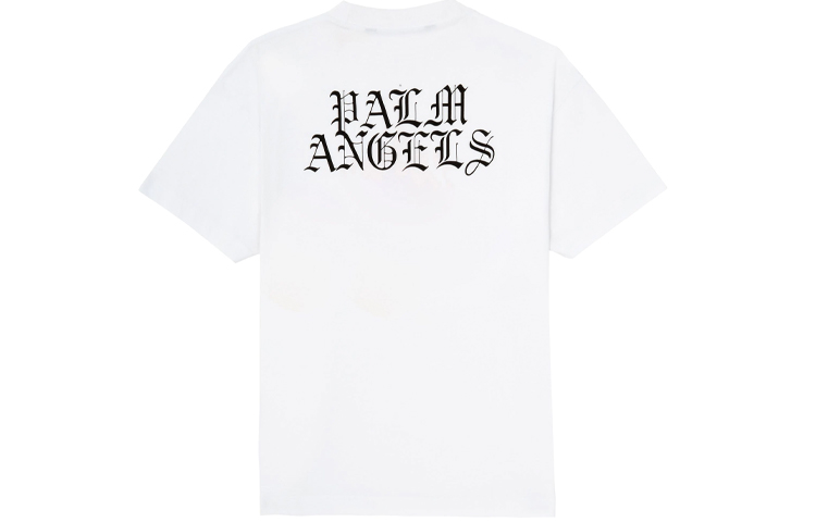 Lookbook パームエンジェルス SS21 ホワイト クルーネック フレームプリント Tシャツ PMAA001R21JER0040118