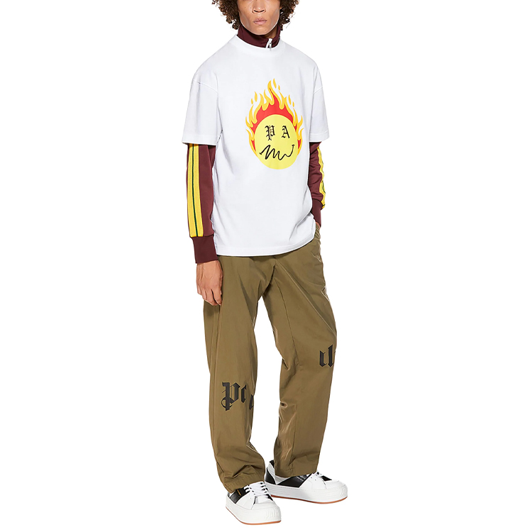 Cheap パームエンジェルス SS21 ホワイト クルーネック フレームプリント Tシャツ PMAA001R21JER0040118