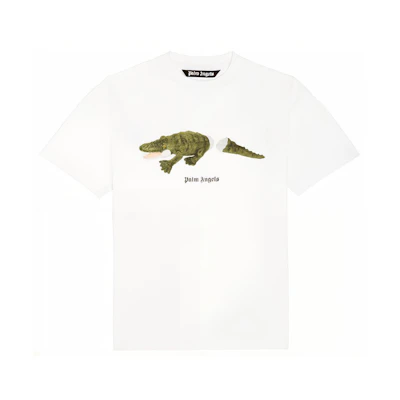 PALM ANGELS SS21 White Logo Graphic Crewneck T-Shirt PMAA001R21JER0020155