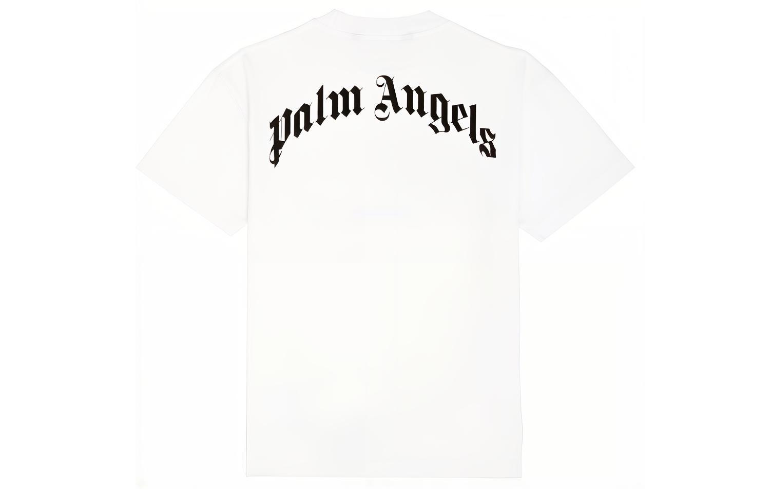 Lookbook PALM ANGELS SS21 Kaos Crewneck Putih Logo Grafik. PMAA001R21JER0020155
