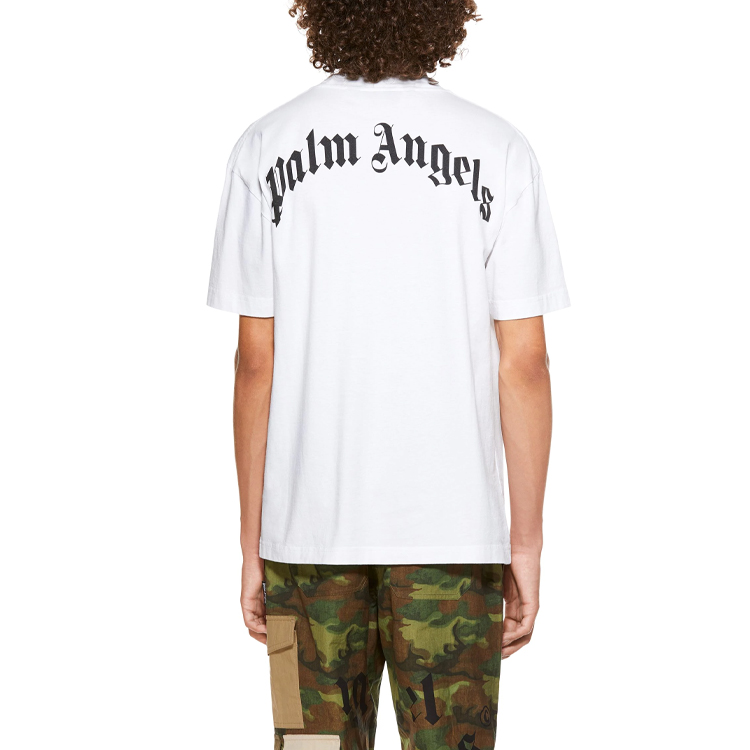 Details for PALM ANGELS SS21 Kaos Crewneck Putih Logo Grafik. PMAA001R21JER0020155