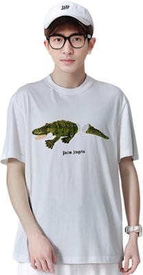 PALM ANGELS SS21 Kaos Crewneck Putih Logo Grafik. PMAA001R21JER0020155 2