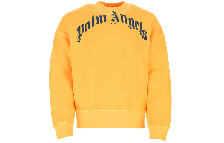 PALM ANGELS SS21 Yellow Logo Print Crewneck Sweatshirt PMBA026R21FLE0061846