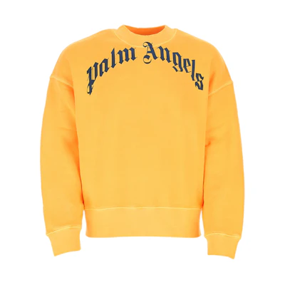 PALM ANGELS SS21 Yellow Logo Print Crewneck Sweatshirt PMBA026R21FLE0061846