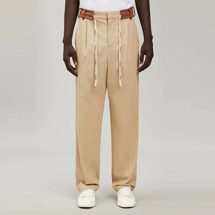Shop Palm Angels SS22  Beige Belted Track Pants PMCA112S22FAB0016164