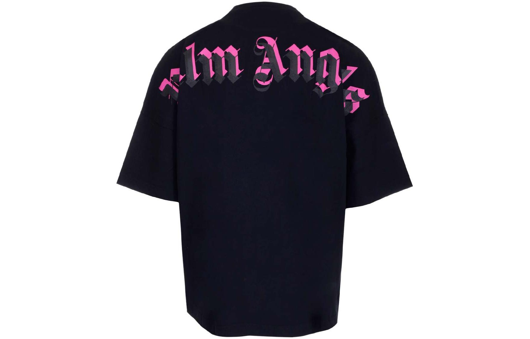 PALM ANGELS SS22  Black Loose-Fit Letter Print T-Shirt PMAA002C99JER0031032