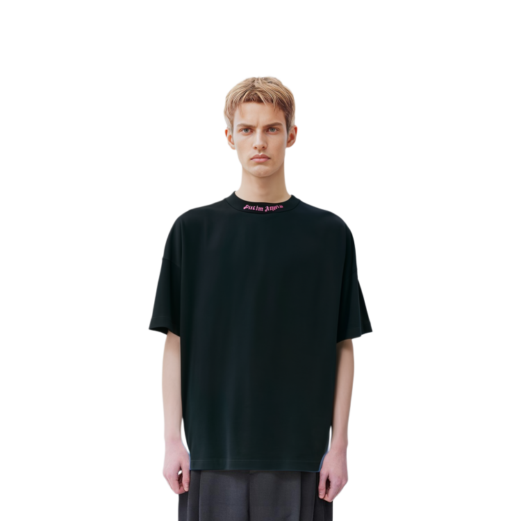 Cheap Camiseta Negra Suelta con Letras PALM ANGELS SS22. PMAA002C99JER0031032