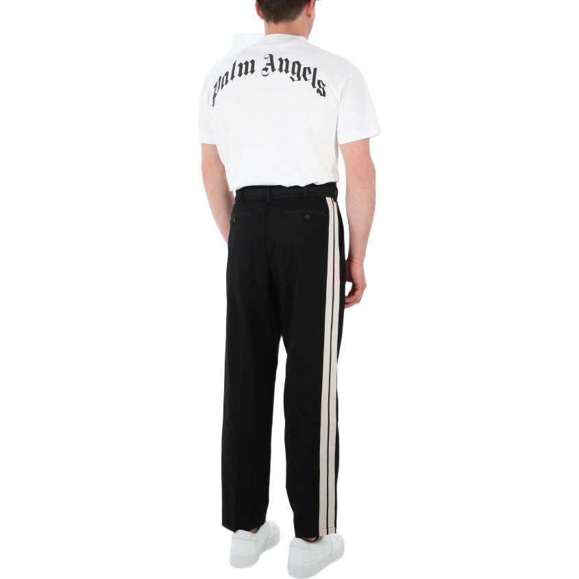 Shop Palm Angels SS22  Black Track Pants with Waist Belt PMCA112S22FAB0011003