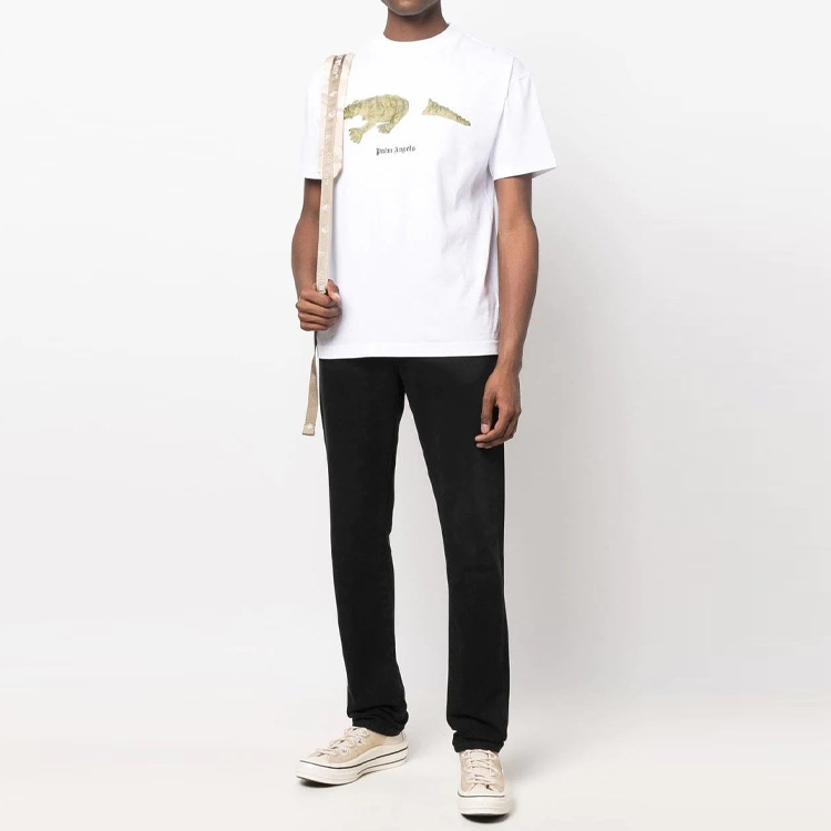 Shop パームエンジェルス SS22 ルーズフィット グラフィックプリント 白Tシャツ 半袖 PMAA001C99JER0020155