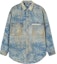 Buy パームエンジェルス SS22 プラントプリント デニム 長袖シャツ ブルー PMYD015S22DEN0024003