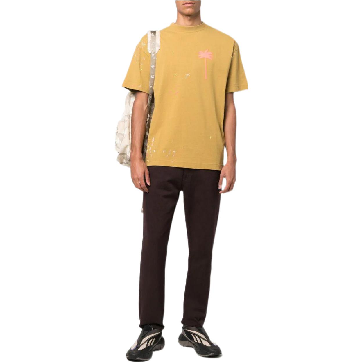 Palm Angels SS22  Short Sleeve T-Shirt Copper Orange Palm Print Design PMAA001S22JER0036020 圖 3