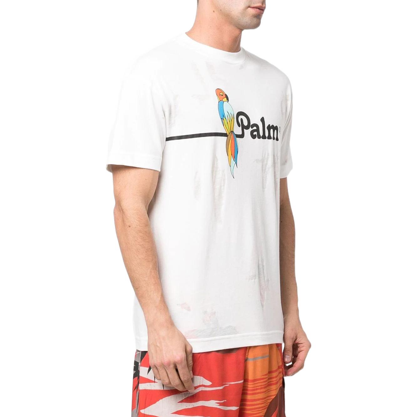 Purchase Palm Angels SS22 Kaos Crewneck Motif Animal Putih Tee PMAA001S22JER0280110