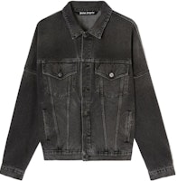 Palm Angels SS22 Arch Logo Print Denim Jacket Black Fall Collection. PMYE006C99DEN0011001 Palm Angels SS22 Arch Logo Print Denim Jacket Black Fall Collection. PMYE006C99DEN0011001